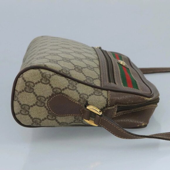 GUCCI GG Supreme Web Sherry Line Shoulder Bag PVC Beige 56 02 088 Auth 111361 - Picture 2 of 16